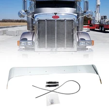 Stainless Steel Aero Style Bug Shield For 1993-2007 Peterbilt 378&379 Short Hood