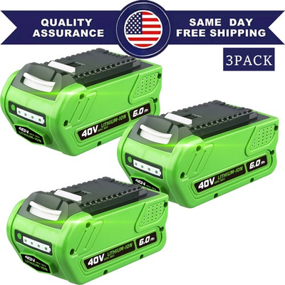 #ad #ad 3PACK 6.0Ah Battery For Greenworks 40V G MAX Lithium Ion 29472 29462 29252 20202 $147.99