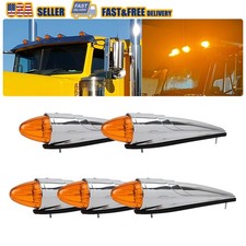 5x Amber 17-led Torpedo Cab Marker Roof Light For Peterbilt Kenworth Mack Trucks