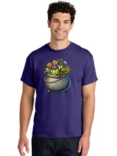 Pot-Of-Flowers Mens Graphic Tee, 100% Cotton, Casual Summer Wear