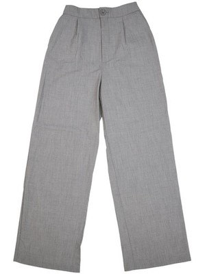 Stradivarius Pants Womens 6 Gray Pleated Wide Leg Dress Trousers Work Office NWT