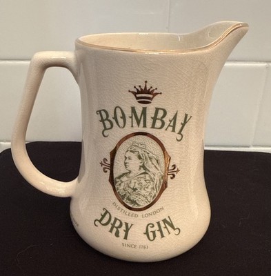 Vintage Staffordshire Advertising Pitcher Bombay Gin Queen Victoria