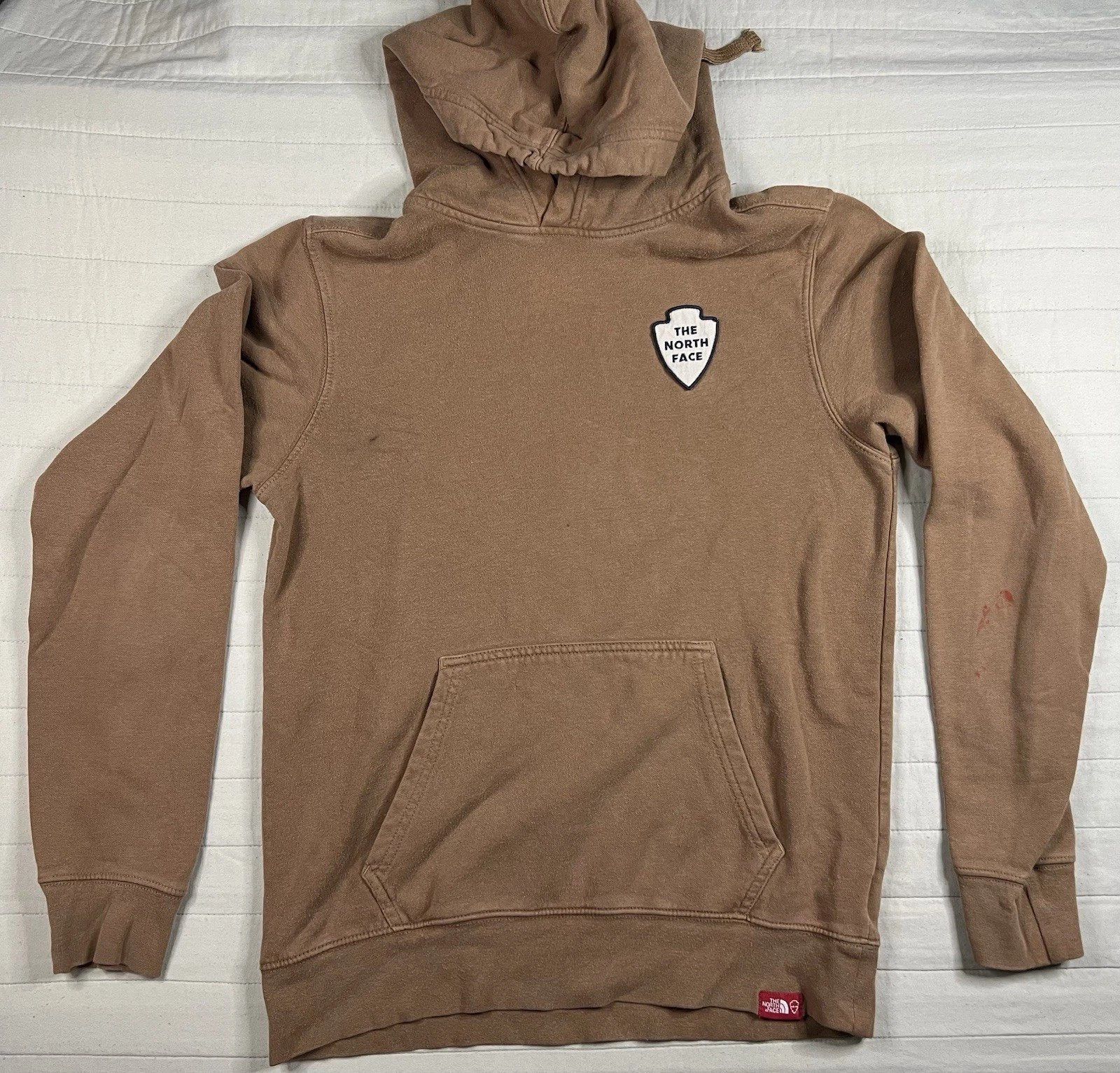 North Face Hoodie Mens Small Long Sleeve Hooded Pockets Pullover Brown