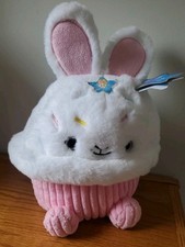 FAO Schwarz 12" Glow Brights White pink Bunny Cupcake Plush