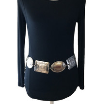 Women's Concho Belt XS-S Silver VTG Wide Floral Western Metal Casual Ladies