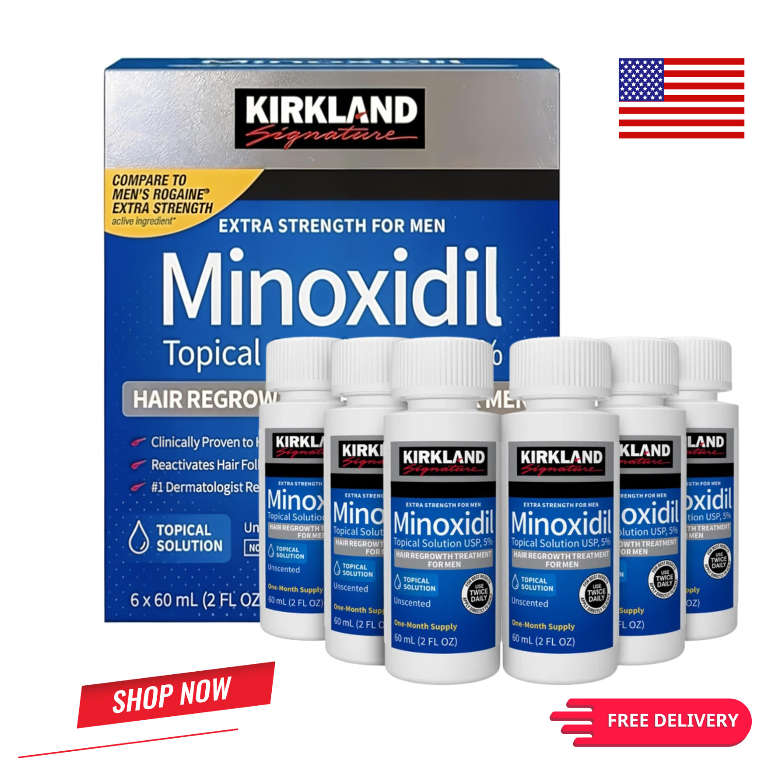 Kirkland Minoxidil 5% Hair Regrowth Men 6 Month Supply