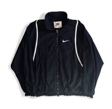 Vintage 90s NIKE Swoosh M Womans Black Windbreaker Jacket Zip Up Mesh Active