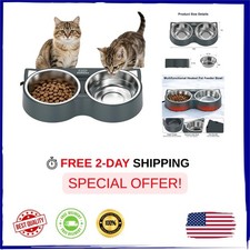Heated Water Bowl for Outdoor Dogs Cats, 46 oz Dual Stainless Steel, Anti-Chew