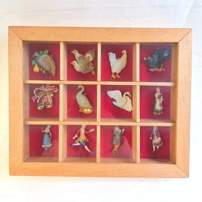 12 Days Of Christmas Ornament Set Display Wood Case Box