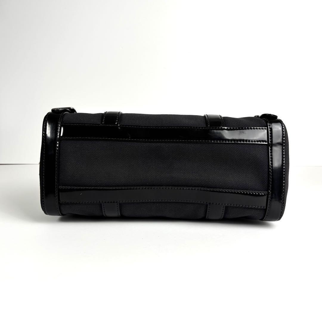 PRADA Women's Tote Bag Handbag Canvas Leather Black Noir Used Authentic thumbnail 8