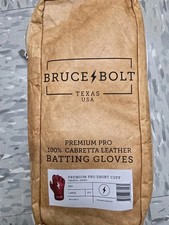 2-NWTS-2025-BRUCE BOLT Adults' Premium Pro Short Cuff Batting Gloves LARGE  RED