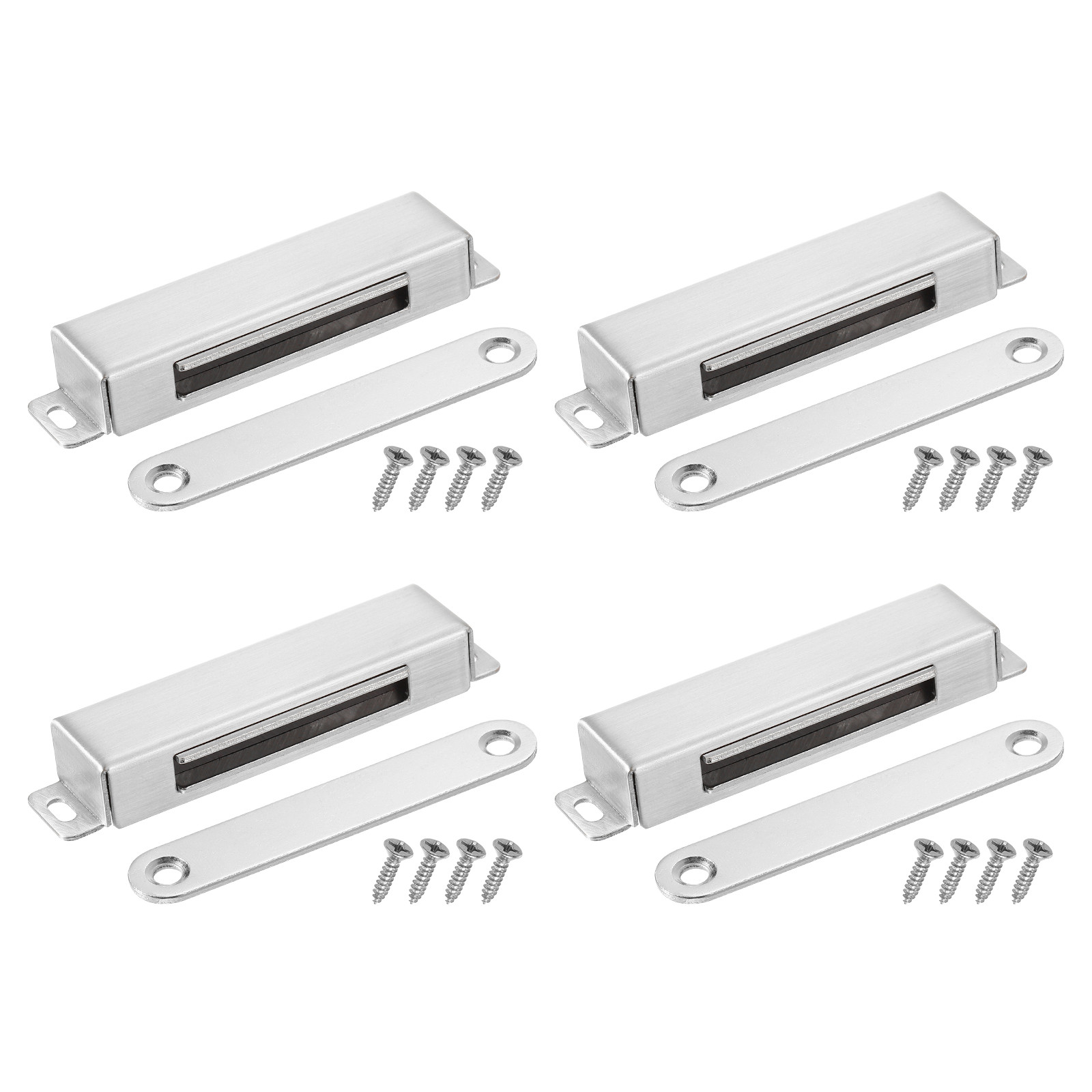 4Pcs Silver Magnetic Cabinet Latch Catch Hardware for Secure Closure