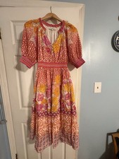 Hale Bob Reina Voile Midi Dress. Beautiful Colors. Lined- Size Small