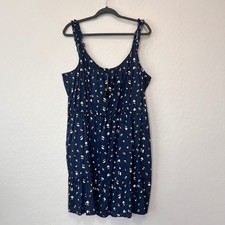 NWT Banana Republic Factory XLarge Dress Navy Blue Floral Cherry Ruffle Strap