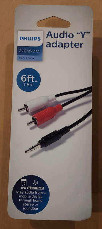 Philips Audio Y Adapter - 6 ft Audio Video Cable/Connector  - Sealed