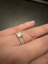 Moissanite Princess Cut Engagement Ring Set 925 Silver 1.28CT VVS D-Color