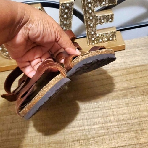 Papillio Birkenstock Lola Brown Leather Strap Wedge Sandals Sz 6 EU 37 - Picture 8 of 10