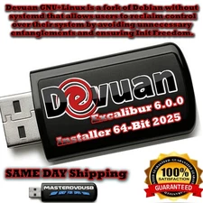 Devuan Linux Excalibur 6.0.0 Bootable USB Installer Latest Release PC MAC 64-Bit