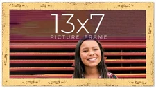 13x7 Frame Yellow Real Wood Picture Frame Width 1.25 inches | Interior Frame Dep
