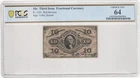Fr. 1251 10 Cent Fractional Currency Third Issue PCGS 64