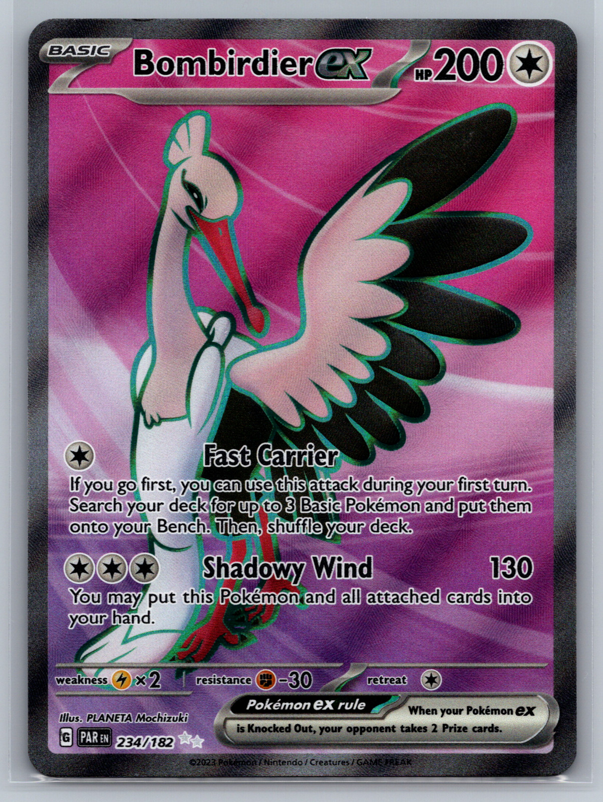 Bombirdier ex 234/182 - Pokemon Paradox Rift Card - NM