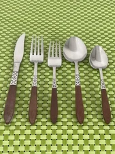 Ekco EKS37 Stainless Eterna Wood Like Handle Flatware SMART CHOICE B23G