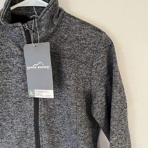 Eddie Bauer Women’s Small Storm Repel Soft Shell Gray Black Zip Up Jacket - Picture 2 of 7