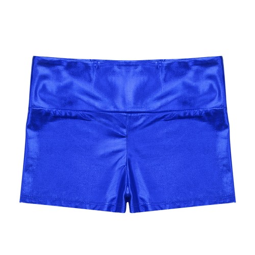 US Girls Shiny Metallic High Waist Dance Shorts Ballet Gymnastic Active Workout - Picture 8 of 21