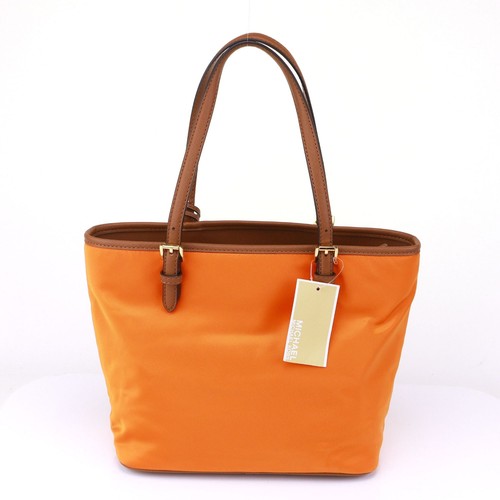 NWT Michael Kors Nylon Travel Tote Tangerine Orange - Picture 8 of 12