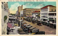 Petersburg FL Florida Central Ave. Englewood Inn Model T White Border Postcard