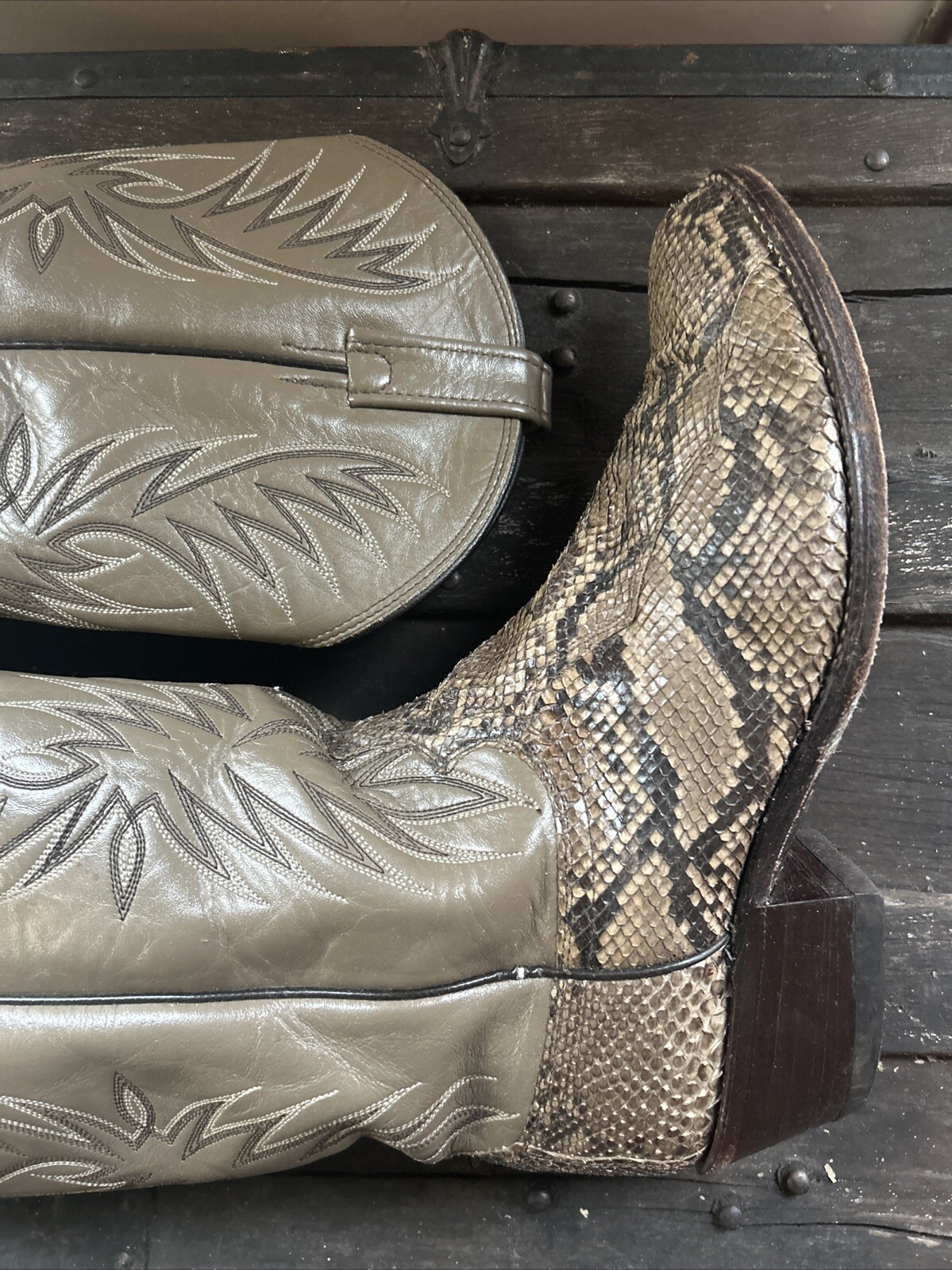 Size 9 EW Mens Python Dan Post Made In USA X Leat… - image 3