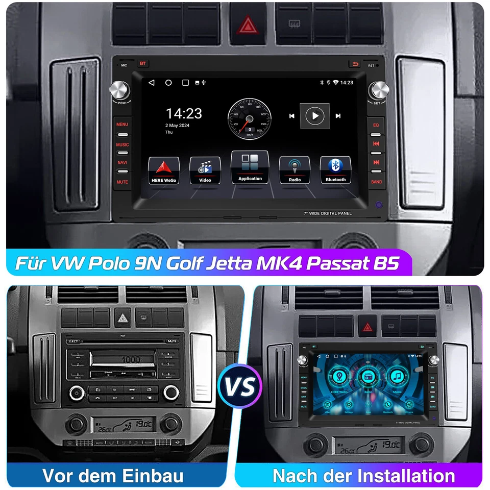 Für VW Polo 9N Golf 4 Passat B5 T5 Android 14 64G Autoradio Carplay GPS AHD Cam - Bild 4 von 4