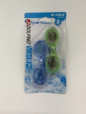 DOLFINO Child 2 Pack Swim Goggles Blue/Green Swimming Pool Kids Water Play Glass
