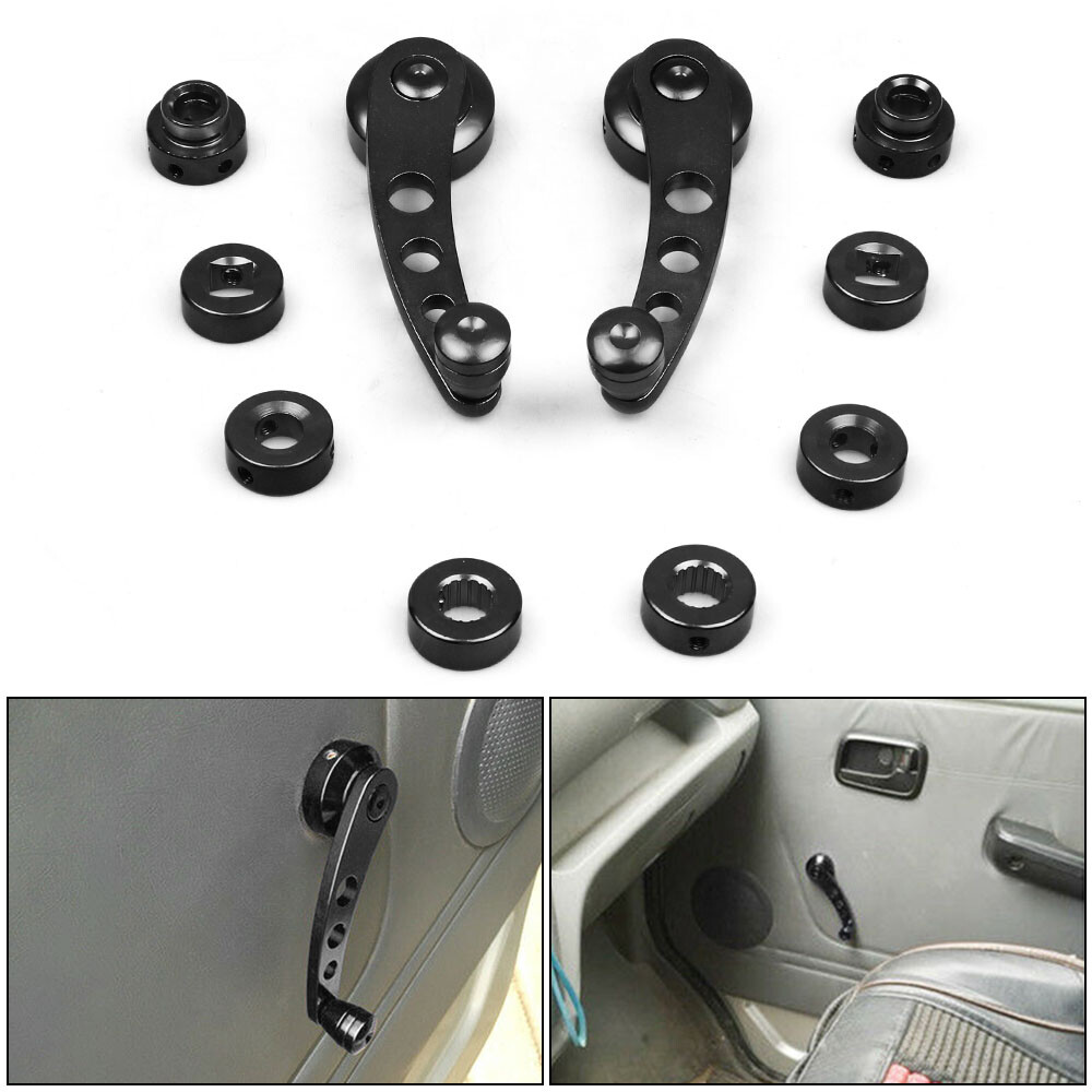 Black Billet Aluminum Alloy Window Crank Handle Winder Kit for Truck Car Door