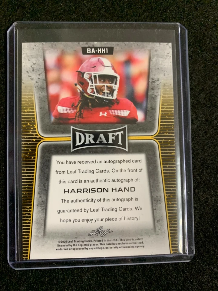 2020 Leaf Draft Football Gold Harrison Hand Auto #BA-HH1 🔥⚾️🔥 - Image 2 of 2
