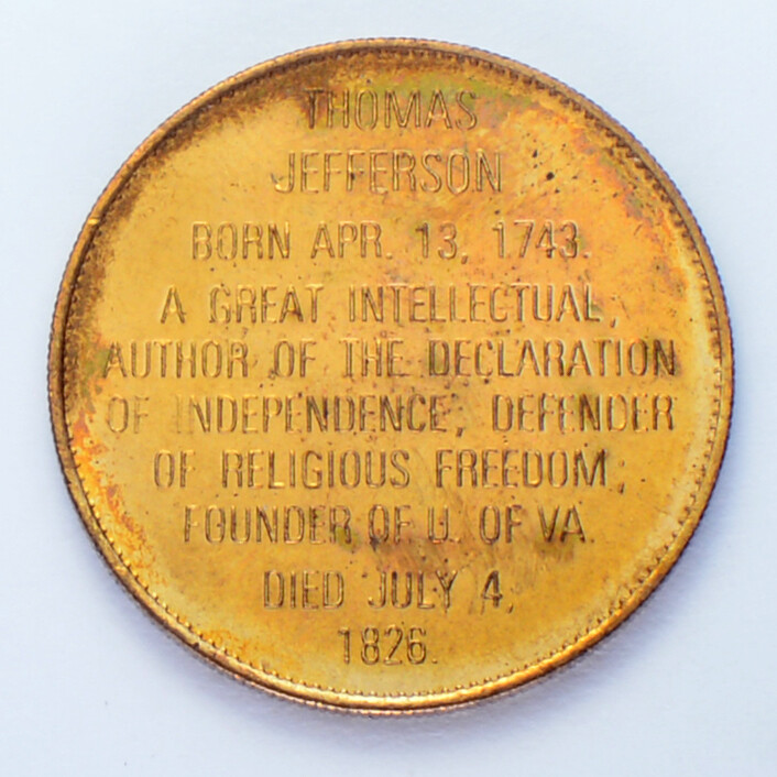 Thomas Jefferson USA Third President Hall of Fame Commemorative