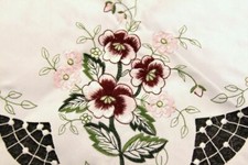 Embroidered Rose 33" Square Polyester Cutwork Tablecloth End Side Table Cover