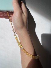 Yellow Mermaid Glass Beaded Phone Lanyard, Camera Strap, Gift Idea