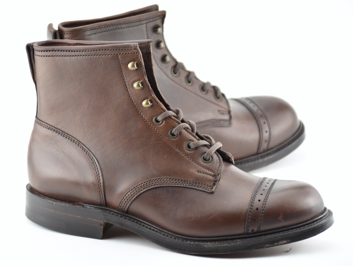 NEW | RRL 10D BOWERY BOOTS BROWN LEATHER CAP TOE DOUBLE RL ENGLAND