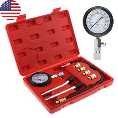 Motorcycle Tool Kit 8-Piece Engine Compression Tester Kit - 0-300 PSI Gauge For Cars/Motorcycles Small Engine Tools