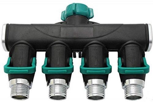 4 Way Garden Hose Splitter Metal Hose Connector, Easy Grip, Easy to Open 