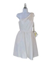 New ALFRED SUNG 8 Snow White One Shoulder Cocktail Length Dress Women