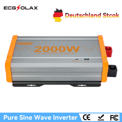 PowMr Spannungswandler 2000W Reiner Sinus Wechselrichter 12V auf 230V Inverter