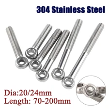 304 Stainless Steel Loop Circle Hole Eye Ring Screw Bolt Eyebolt Dia:20mm/24mm