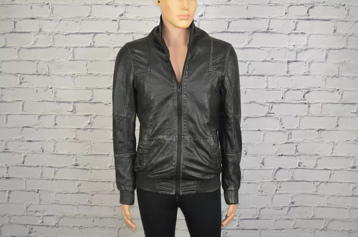 All Saints Leather motorcycle style shawl neck