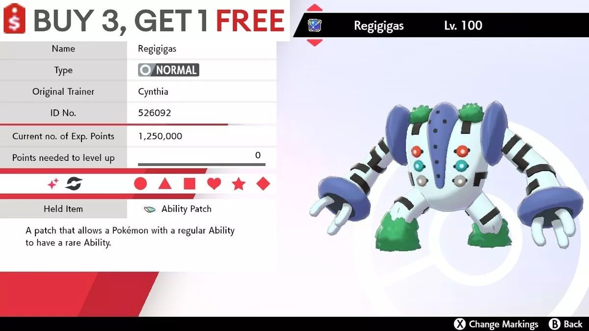 ✨ Shiny Regigigas ✨ Legendary Pokemon Sword and Shield Perfect IV Pokémon