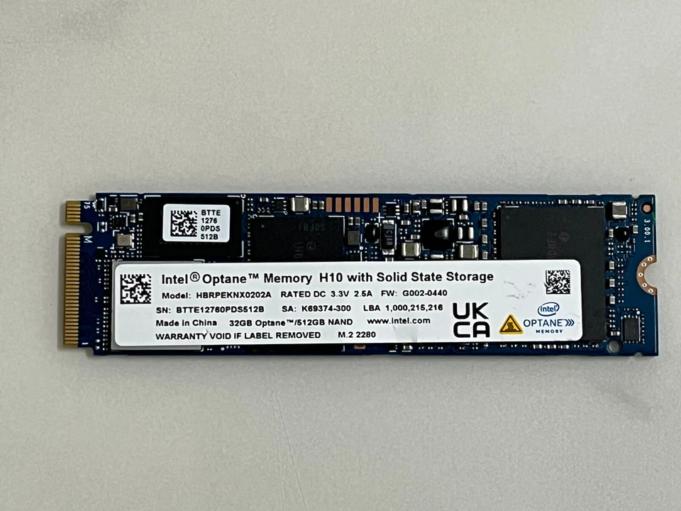 512GB Intel Optane™ HBRPEKNX0202A 512GB SSD M.2 2280 NVMe Speicher H10 mit 32GB