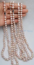 5 Strands Real Natural 7-8mm Purple Freshwater Pearl Necklace 18''