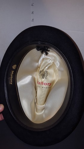 Mallory Fifth Avenue New York Size 7 Vintage Fedora Hat with Feather pin - Picture 5 of 6