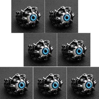 Punk Rock Edelstahl Blau Evil Eye Herren Gothic Krallenring